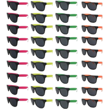 Load image into Gallery viewer, Neon Sunglasses Bulk Pack 48 Green Pink Yellow Orange Sunglasses UV 400