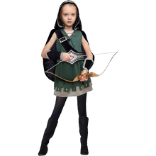 Load image into Gallery viewer, Warrior Night Hooded Huntress Costume for Cosplay Tween Girls with Accs L10-12yr