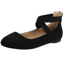 Load image into Gallery viewer, Sole_Stretchy Black Fashion Elastic Ankle Straps Flats Shoes Size 8.5 M US