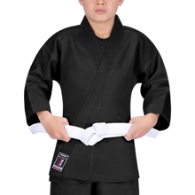 Load image into Gallery viewer, Karate Kihon Kata & Kumite Student Uniform Gi Preshrunk Fabric Free Belt 3 Black