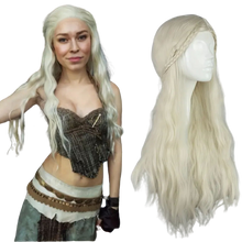 Load image into Gallery viewer, Blonde Long Wig Synthetic Anime Movie Cosplay Golden Hair length 26"