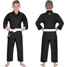 Load image into Gallery viewer, Karate Kihon Kata & Kumite Student Uniform Gi Preshrunk Fabric Free Belt 3 Black