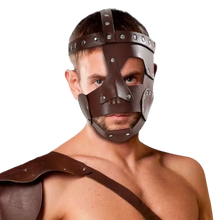 Load image into Gallery viewer, Colosseum Leather Mask Medieval Warrior Cosplay Roman Egyptian Soldier Helmet