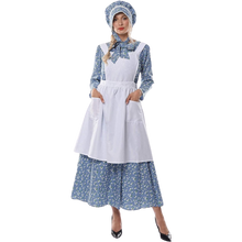 Load image into Gallery viewer, Pioneer Prairie Colonial Costume Trek Dress, Navy Blue-suit, Medium