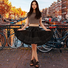 Load image into Gallery viewer, Petticoat Skirt Adult Puffy Tutu Layered Ballet Tulle Dress Costume Black OSFM