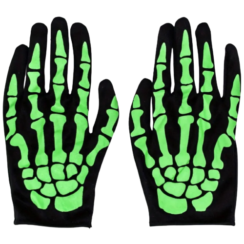 Skeleton Knuckle Bone Glow-in-the-dark Short Ghost Gloves Small