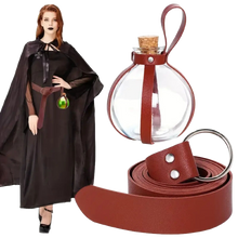 Load image into Gallery viewer, Medieval Knight Belt & Wizard Potion Glass Medieval Faux Leather Belt With Loop