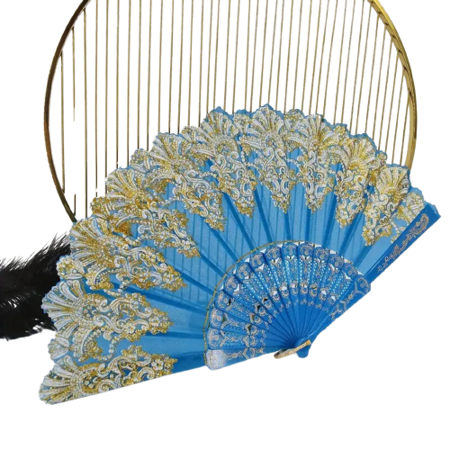 Folding Fan Bronzing Flower Pattern Chinese Style Silky Fan Costume Accs Dance