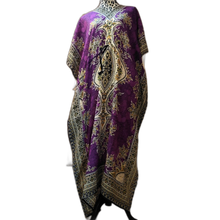 Load image into Gallery viewer, Women Long Kaftan Women One Size Maxi Dress Beach Caftan Poncho Purple