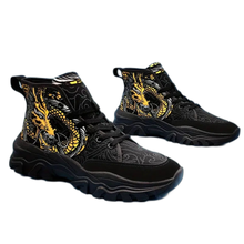 Load image into Gallery viewer, Dragon Pattern Canvas Shoes Comfy Non-Slip Breathable Sneakers Unisex 8.5 Black