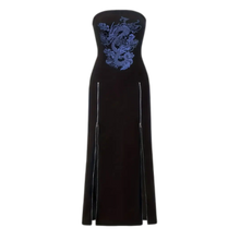 Load image into Gallery viewer, Dragon Pattern Black Sz14 Zip Front Tube Dress Sleeveless Strapless Split Dress