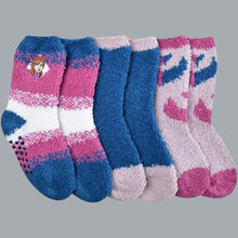 Load image into Gallery viewer, FROZEN TOGETHER FOREVER CHILDRENS 3 PAIRS FUZZY SOCKS (6/8, Indigo)