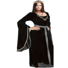 Load image into Gallery viewer, 4 Pcs Medieval Princess Dress with Waistband Renaissance Black XXL