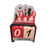 Load image into Gallery viewer, Stranger Things Block Calendar Perpetual Wood Dice Calendar Desk Display Scene