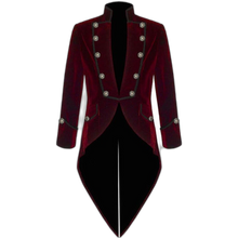 Load image into Gallery viewer, Jacket High Collar Burgundy Costume Retro Gothic Victorian Trench Coat Uniform S