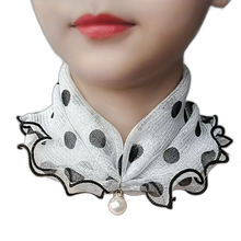Load image into Gallery viewer, Collar Scarf Imitation Pearl Pendant Thin Breathable Ruffle Edge Neck Protection