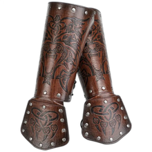 Load image into Gallery viewer, Pair Brown Medieval Arm Bracers Costume Knight Wristband Arm Armor Arm Guards