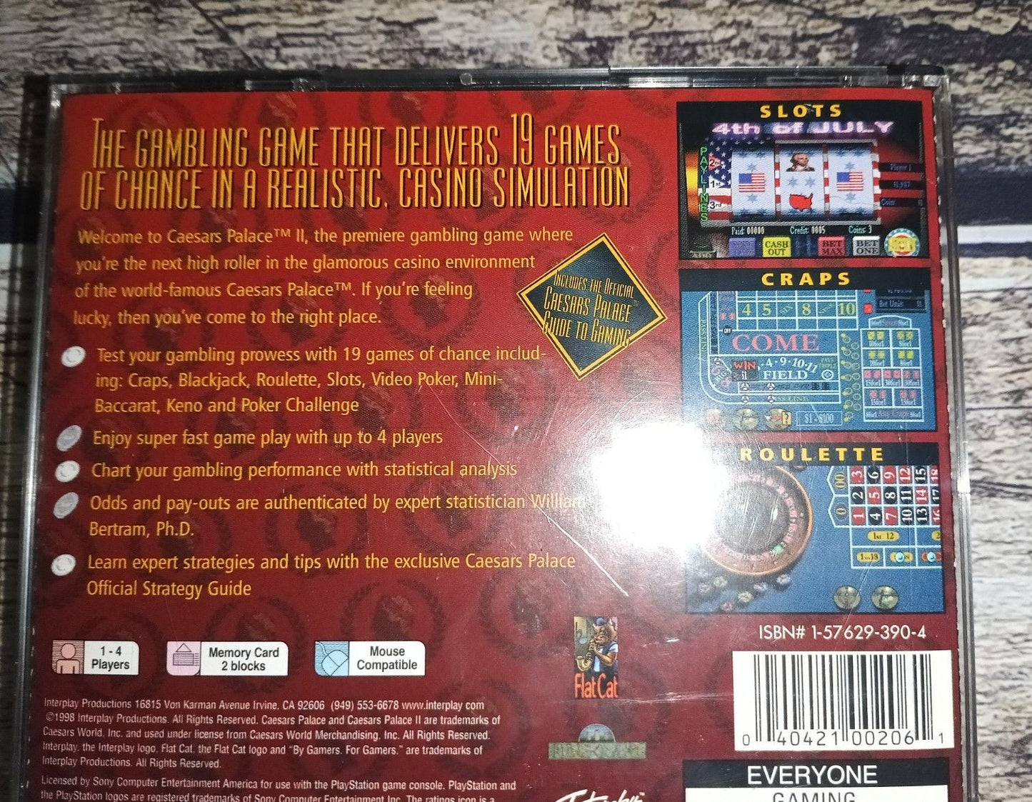 Caesars Palace II 2 (Sony Playstation 1) PS1 Complete w/ Manual CIB