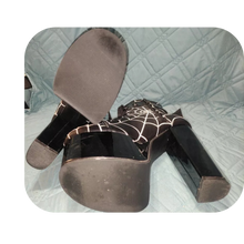 Load image into Gallery viewer, Demonia Torment-51 Spider Web Platform Ankle Boots Size 6 Black Vegan Leather