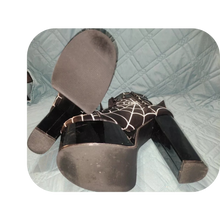Load image into Gallery viewer, Demonia Torment-51 Spider Web Platform Ankle Boots Size 6 Black Vegan Leather