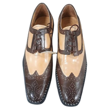 Load image into Gallery viewer, Fortune From Liberty Mens Brown Beige Leather Wingtip Oxford Dress Shoes US 7.5