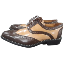 Load image into Gallery viewer, Fortune From Liberty Mens Brown Beige Leather Wingtip Oxford Dress Shoes US 7.5