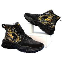 Load image into Gallery viewer, Dragon Pattern Canvas Shoes Comfy Non-Slip Breathable Sneakers Unisex 8.5 Black