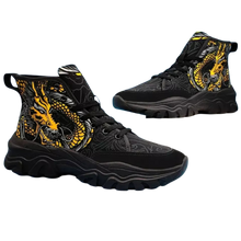 Load image into Gallery viewer, Dragon Pattern Canvas Shoes Comfy Non-Slip Breathable Sneakers Unisex 8.5 Black