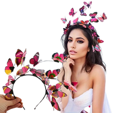 Load image into Gallery viewer, Elegant Butterfly Decorative Head Band Non Slip Hair Hoop Rose Red