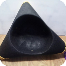 Load image into Gallery viewer, Golden Lace Trim Black Felt Pirate Triangle Hat With Snaps