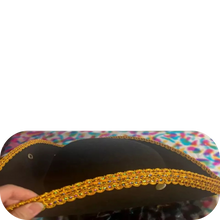 Load image into Gallery viewer, Golden Lace Trim Black Felt Pirate Triangle Hat With Snaps