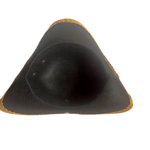 Load image into Gallery viewer, Golden Lace Trim Black Felt Pirate Triangle Hat With Snaps