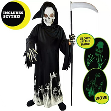 Load image into Gallery viewer, Spooktacular Creations Kids Grim Reaper Glow in the Dark Deluxe XL