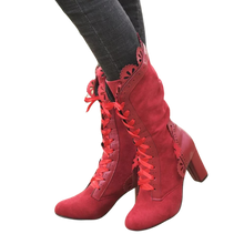 Load image into Gallery viewer, Victorian Red Mid-Calf Boots Women Winter Boots 9.5 (41)