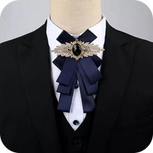 Load image into Gallery viewer, Navy Blue Diamond Ribbon With Flower Collar perfect very elegant
