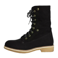 Load image into Gallery viewer, Montreal Black Faux Fur Winter Combat Boots Ankle Bootie Size 10.5 B(M) US