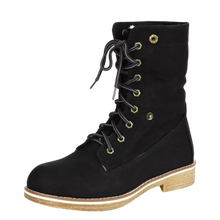 Load image into Gallery viewer, Montreal Black Faux Fur Winter Combat Boots Ankle Bootie Size 10.5 B(M) US