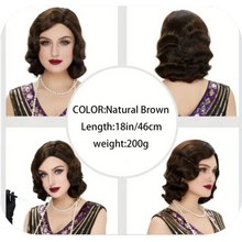 Load image into Gallery viewer, Cosplay Wig Classical 80s Water Wave Synthetic Fiber Hair Replacement Wig Brown