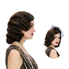 Load image into Gallery viewer, Cosplay Wig Classical 80s Water Wave Synthetic Fiber Hair Replacement Wig Brown