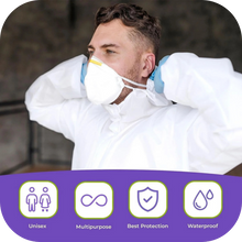 Load image into Gallery viewer, Coveralls 3X-Large White Hazmat Suit with Hood, Zipper Waterproof Lab Coveralls