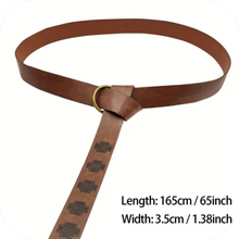 Load image into Gallery viewer, Medieval Celtic Knot Embossed Belt Knight Ring Belt COSPLAY Stage Dark Brown