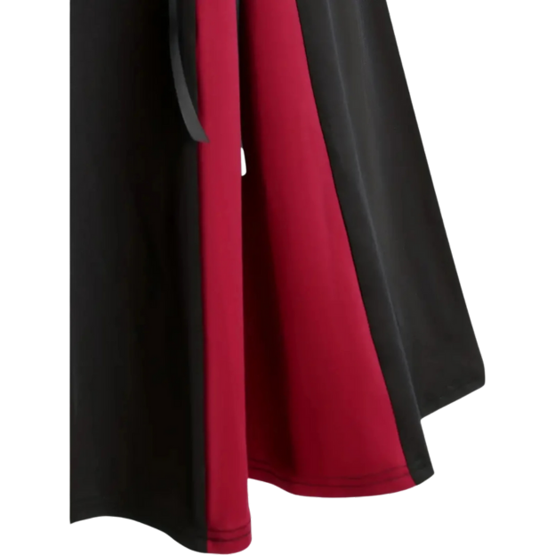 Pleated Tie Front Skirt Casual High Waist Skirt Women's Clothing Burgundy XXL 14