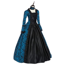 Load image into Gallery viewer, Renaissance Gothic Dress Ball Gown Vampire Halloween Costume XL Blue & Black