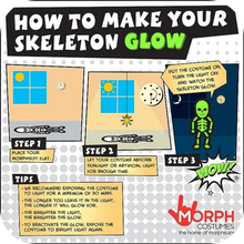 Load image into Gallery viewer, Morph Glow In The Dark Skeleton Costume For Kids Unisex Halloween Costume Large