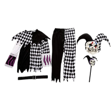 Load image into Gallery viewer, Halloween Evil Jester Clown Kids Costume with Mask Scary Clown Costume L 10-12
