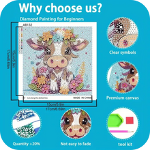 Load image into Gallery viewer, 5D Diamond Painting Kit Baby Elephant Mosaic Art, Full Drill for Beginners 7"x7"