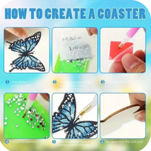 Load image into Gallery viewer, 10pcs Butterfly Diamond Painting Coasters Kit Round Diamond Shaped With Holder