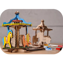 Load image into Gallery viewer, 3D wooden coloring model Merry-go-round + BONUS PAINT