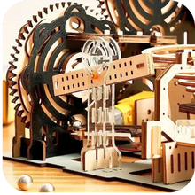Load image into Gallery viewer, 3D Wooden Puzzle Marble Run Set Mechanical Model Kit + Motor Brainteaser Puzzle