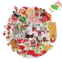 Load image into Gallery viewer, 23pcs DIY Rhinestone Painting Stickers Handcraft Stickers Christmas Puppy Round